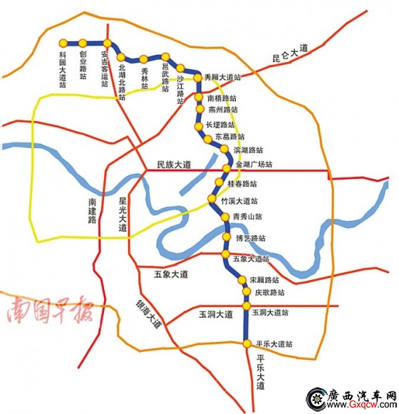 南寧地鐵3號線公布23個站址 一期工程2020年完工